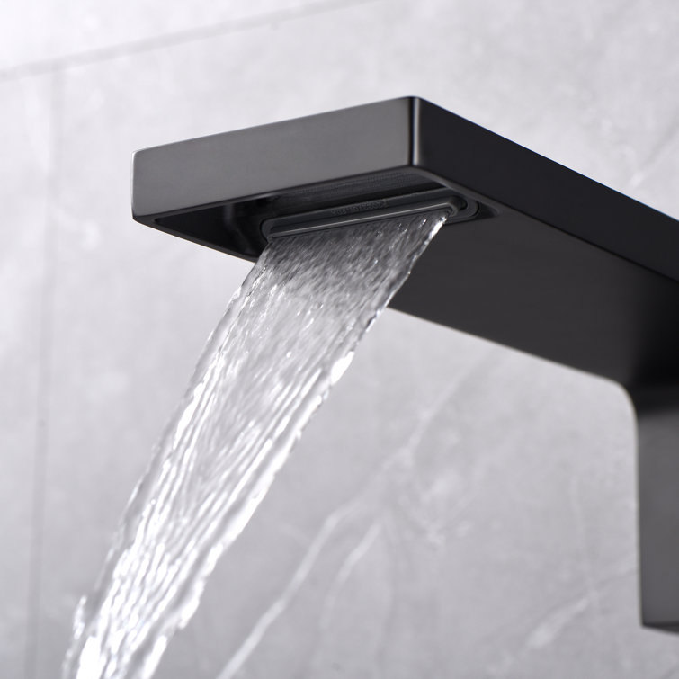 Matte Black Brass Wall Mount Waterfall Bathroom Faucet