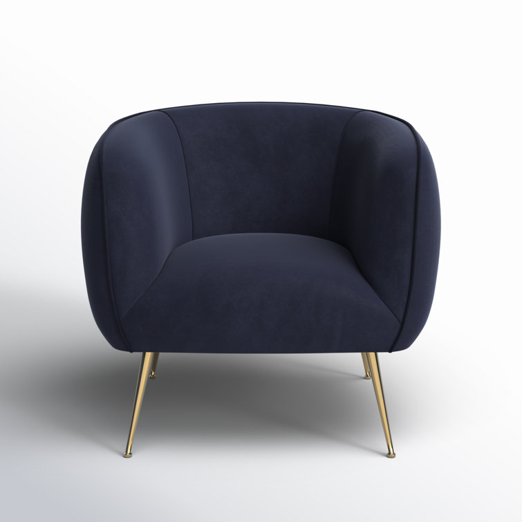 Abbington Navy Mid Century Modern Armchair with Gold Legs