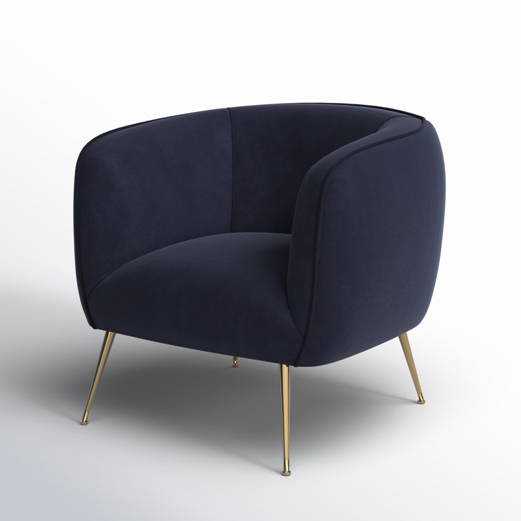 Abbington Navy Mid Century Modern Armchair with Gold Legs