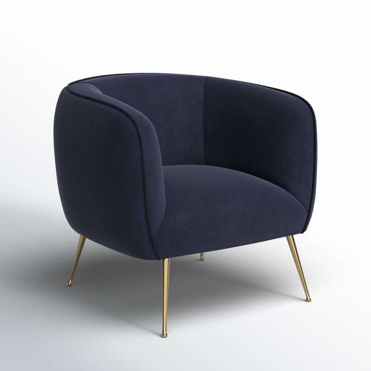 Abbington Navy Mid Century Modern Armchair with Gold Legs
