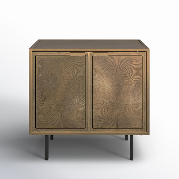 Argonaut 25" Industrial Brown Metal Nightstand with Etched Sunburst