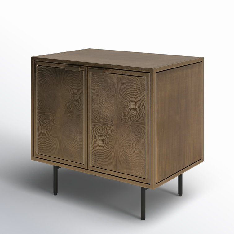 Argonaut 25" Industrial Brown Metal Nightstand with Etched Sunburst