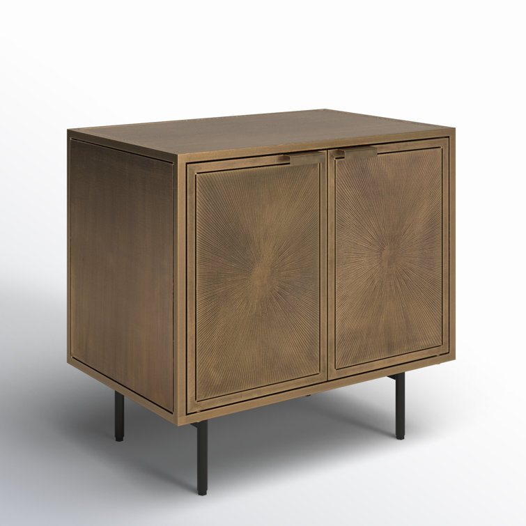Argonaut 25" Industrial Brown Metal Nightstand with Etched Sunburst