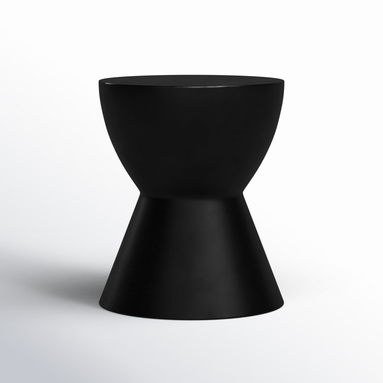 Black Concrete Hourglass Indoor/Outdoor Accent Stool