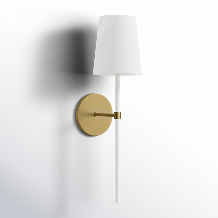 Burnished Brass and White Steel Dimmable Wall Sconce