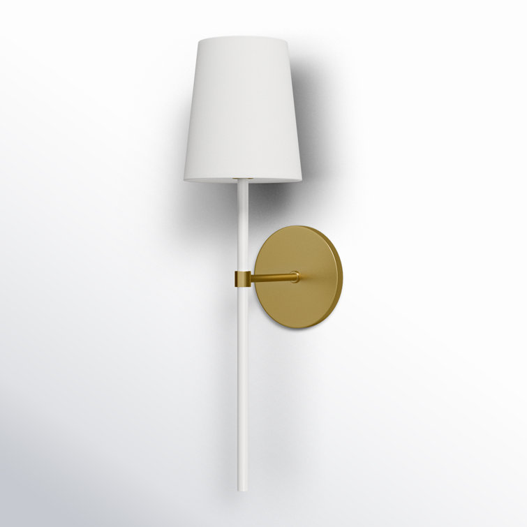 Burnished Brass and White Steel Dimmable Wall Sconce