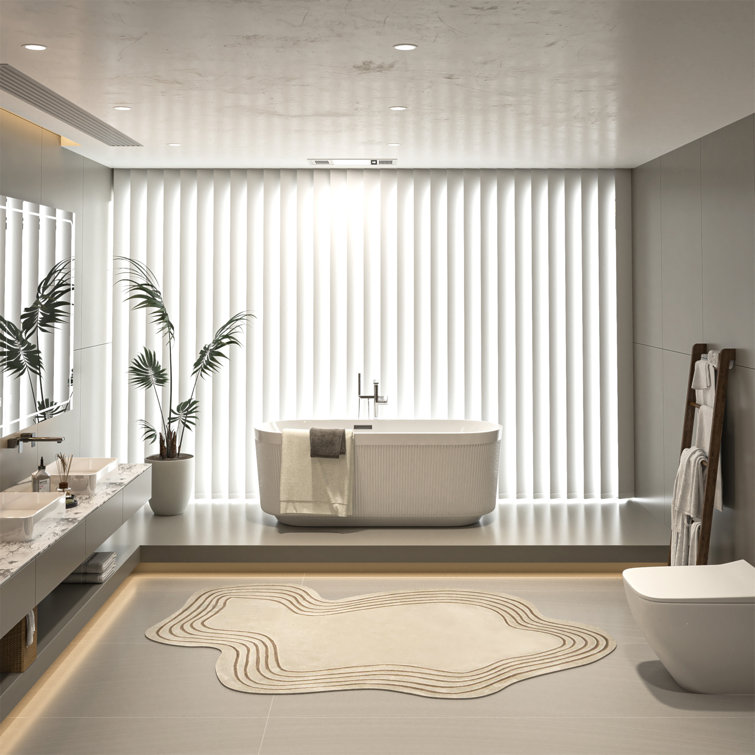 59" Gloss White Acrylic Freestanding Bathtub with Pleated Design