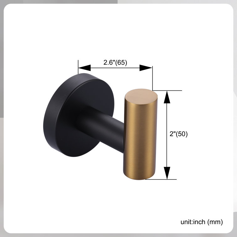 Matte Black and Gold 6-Piece Stainless Steel Bathroom Hardware Set