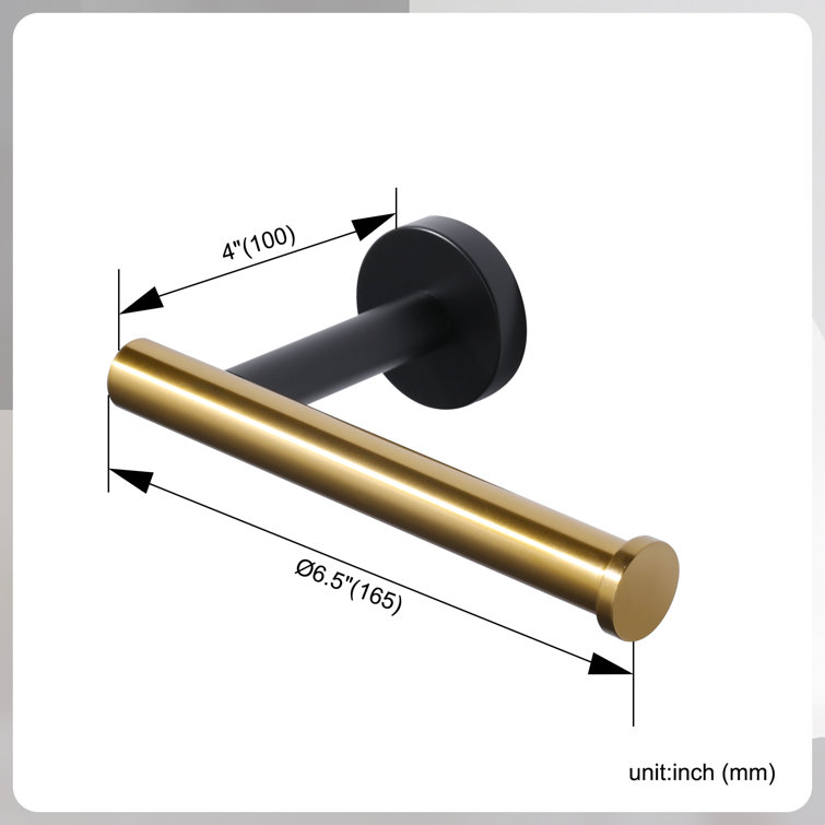 Matte Black and Gold 6-Piece Stainless Steel Bathroom Hardware Set