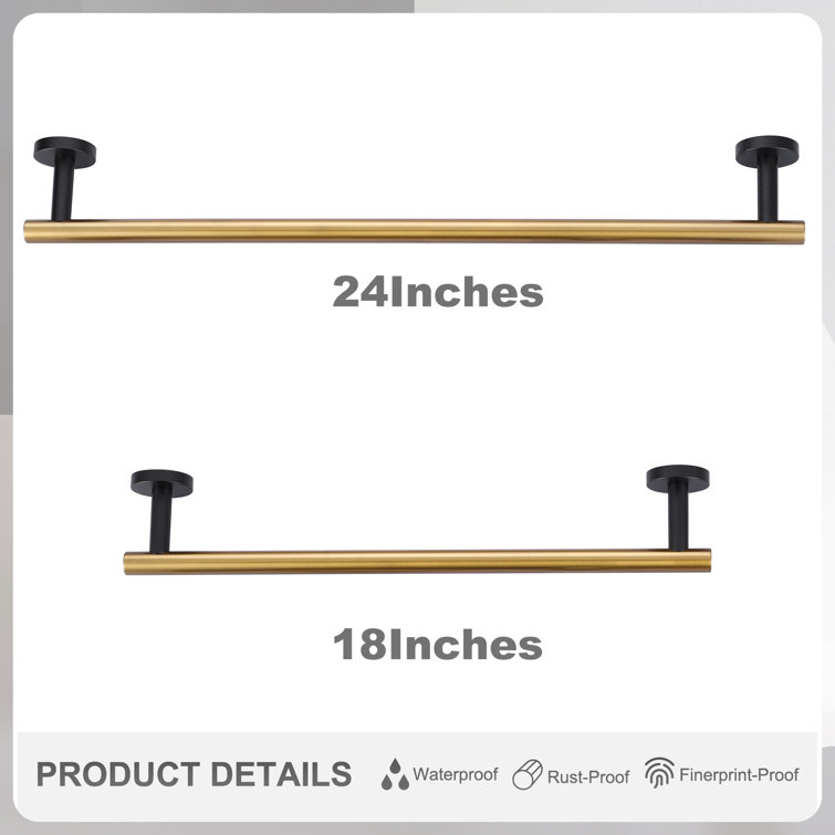 Matte Black and Gold 6-Piece Stainless Steel Bathroom Hardware Set