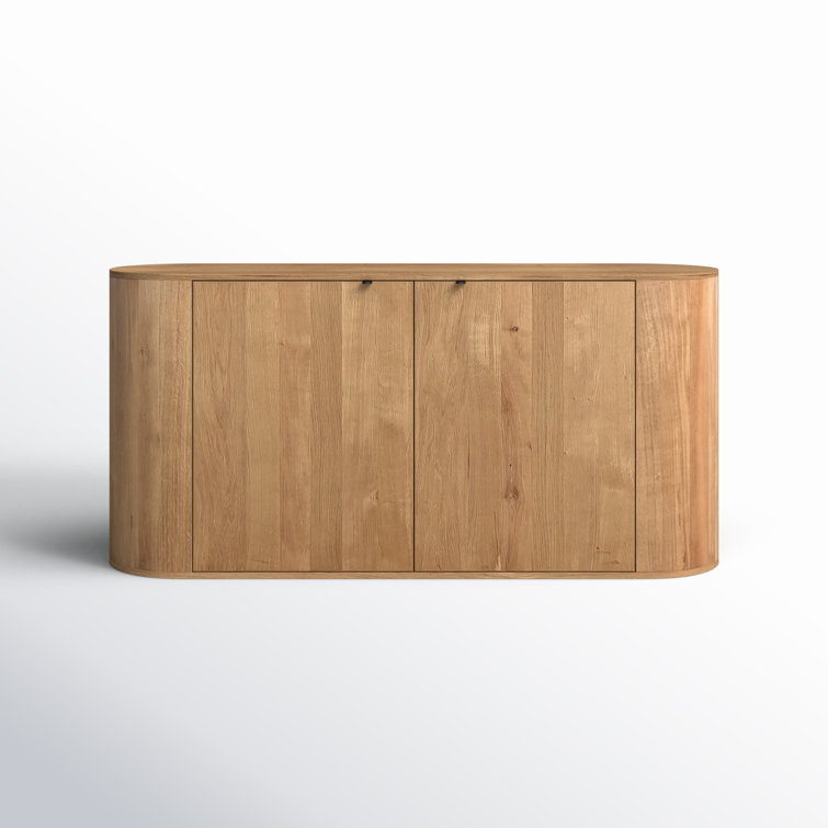 Scandinavian 66'' Natural Brown Oak Wood Sideboard