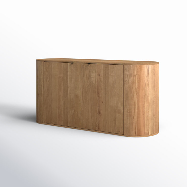 Scandinavian 66'' Natural Brown Oak Wood Sideboard