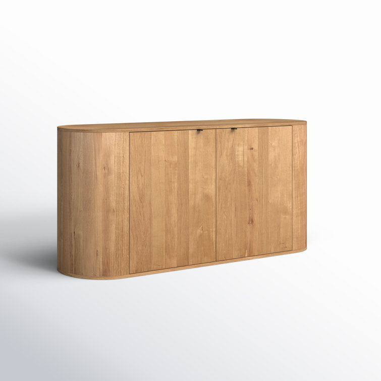 Scandinavian 66'' Natural Brown Oak Wood Sideboard