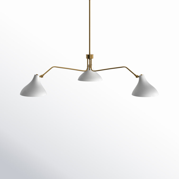 Natural Brass 3-Light White Metal Spider Chandelier
