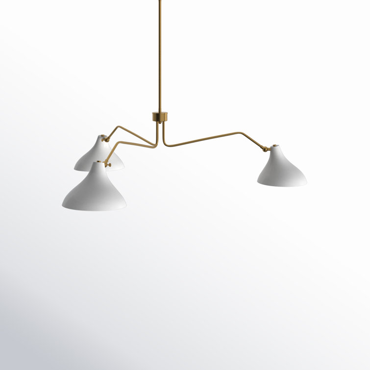 Natural Brass 3-Light White Metal Spider Chandelier