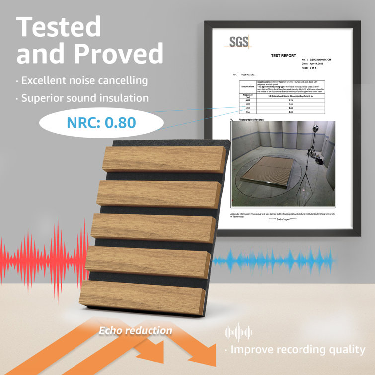 Red Oak 3D Acoustic Wood Slat Wall Panels, 24''x94.5''