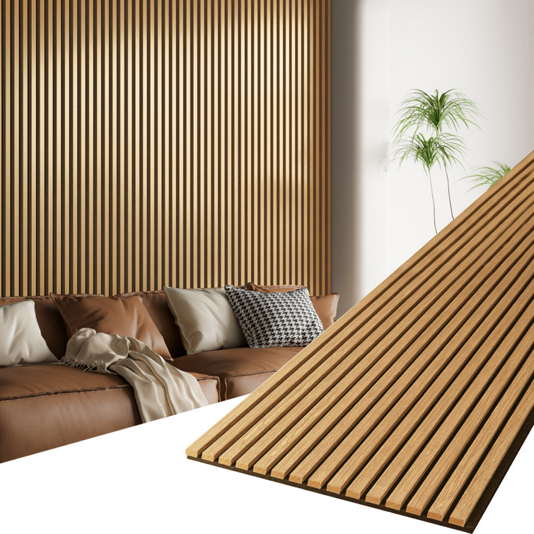 Red Oak 3D Acoustic Wood Slat Wall Panels, 24''x94.5''