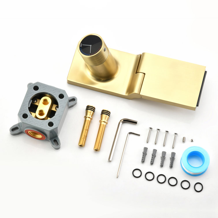 Brushed Gold Brass Wall Mount Bathroom Sink Faucet with Swiveling Waterfall Spout