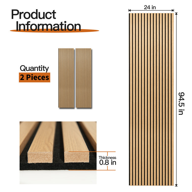 Red Oak 3D Acoustic Wood Slat Wall Panels, 24''x94.5''