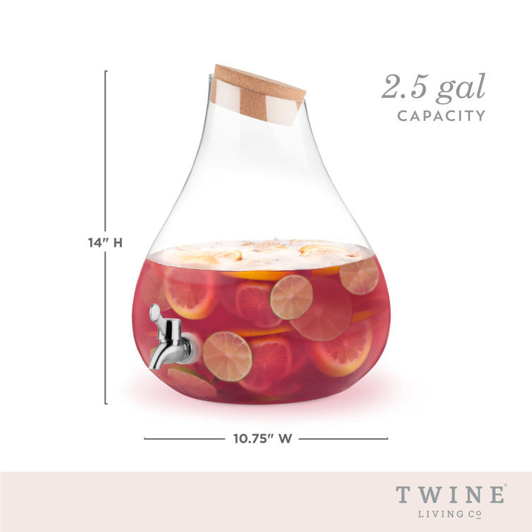 Teardrop Glass Beverage Dispenser with Cork Top and Silver Spigot