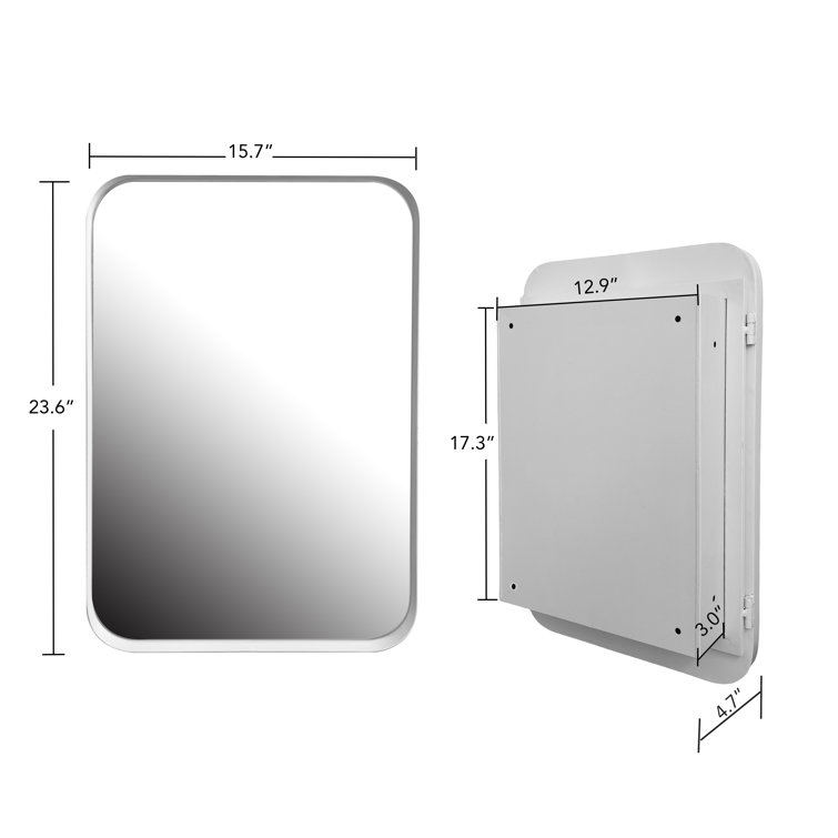 White Metal Medicine Cabinet with Mirror and Adjustable Shelves