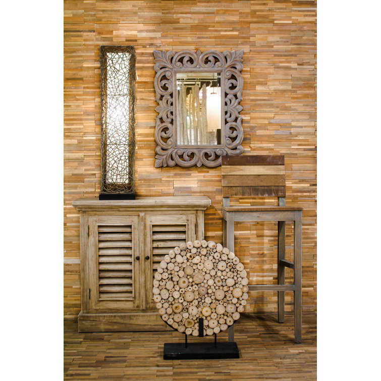 Terra 23.62'' Brown and Gray Teak Wood Wall Paneling