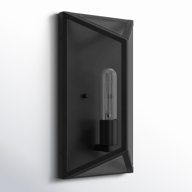 Matte Black Steel Outdoor Wall Lantern with Clear Glass