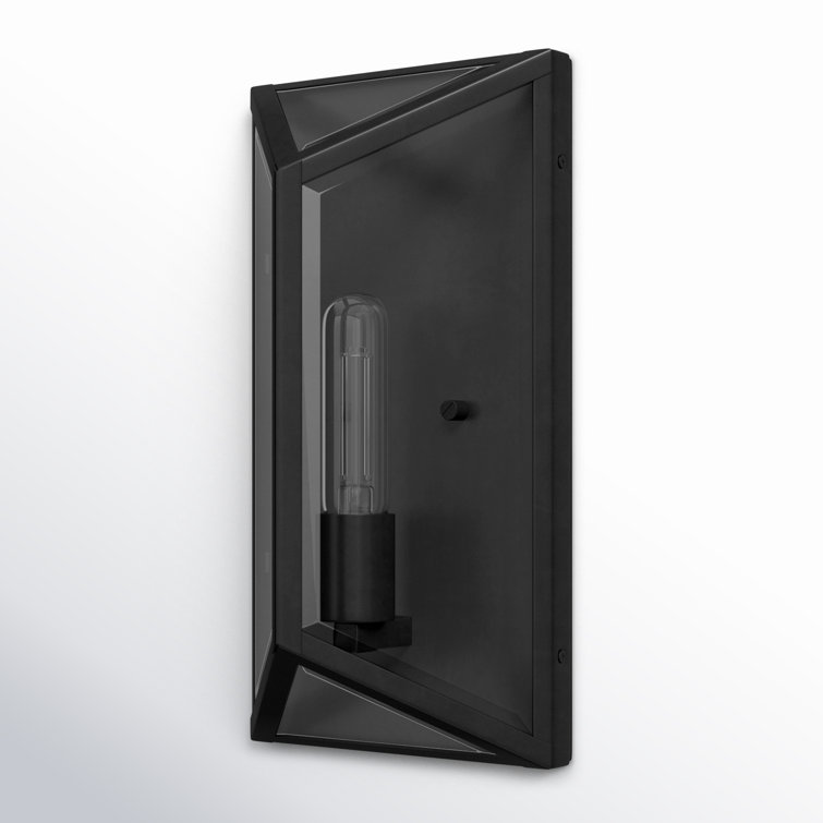 Matte Black Steel Outdoor Wall Lantern with Clear Glass