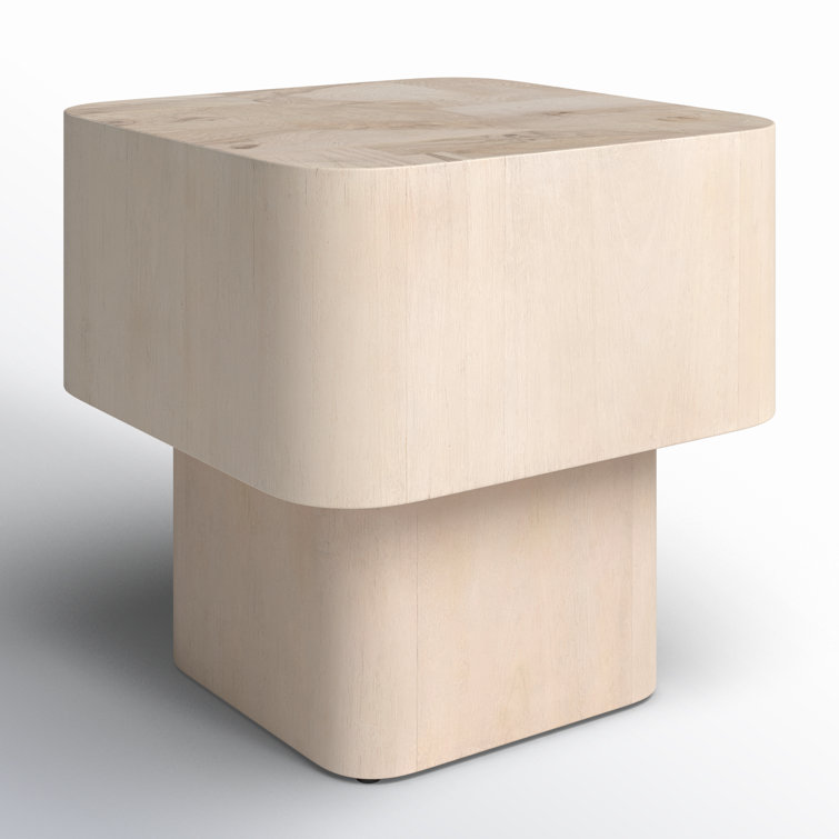 Contemporary Cream Bleached Burl Square End Table, 20"