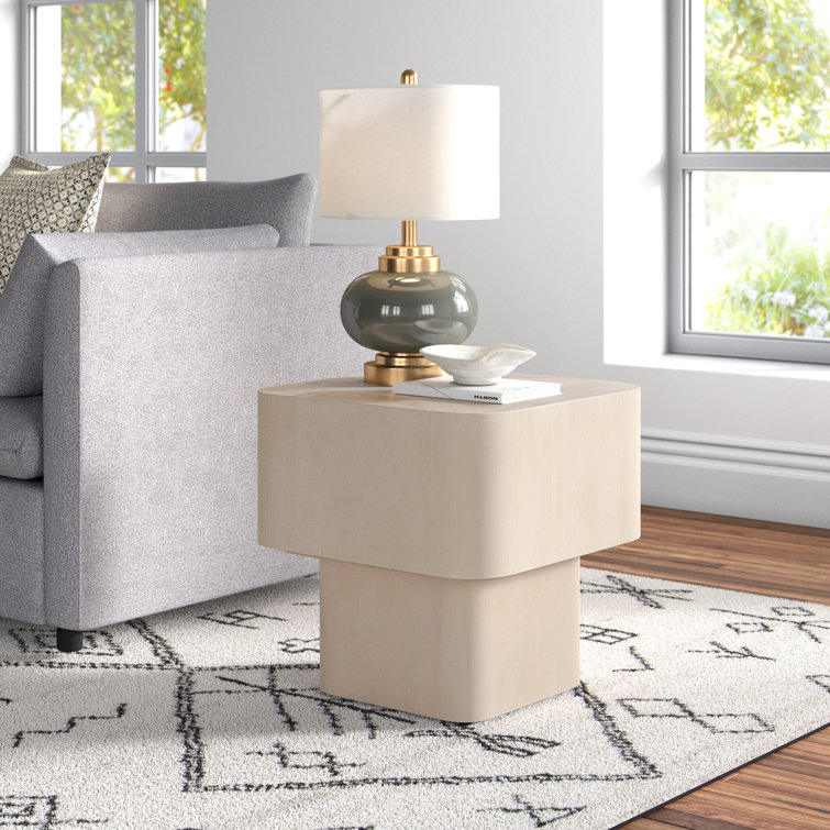 Contemporary Cream Bleached Burl Square End Table, 20"