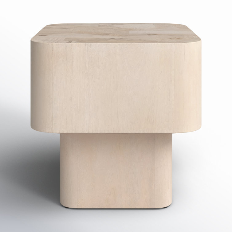 Contemporary Cream Bleached Burl Square End Table, 20"