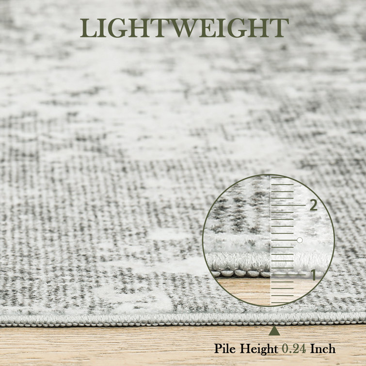 Kimberley Gray Abstract 5' x 7' Washable Area Rug with Non-Slip Backing