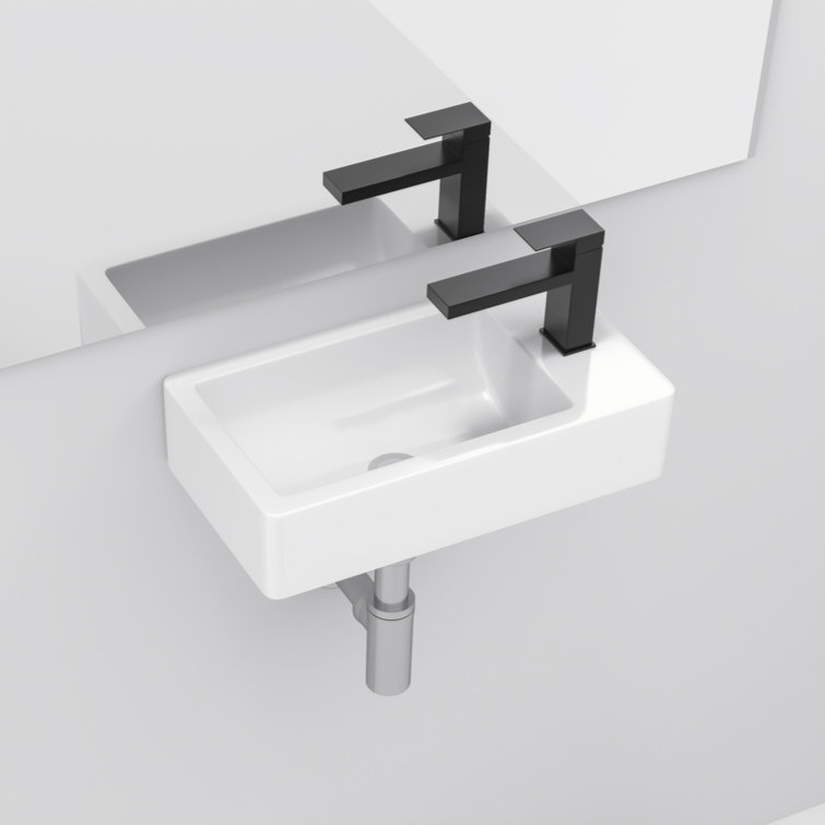 18'' White Ceramic Rectangular Wall-Mount Bathroom Sink