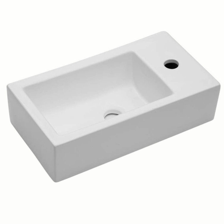 18'' White Ceramic Rectangular Wall-Mount Bathroom Sink