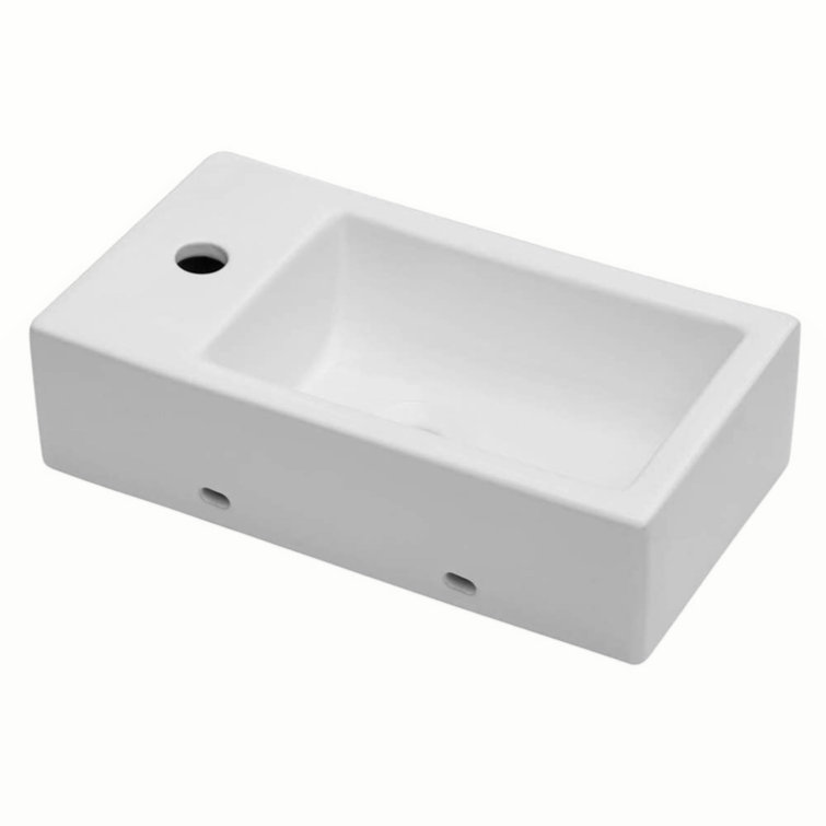 18'' White Ceramic Rectangular Wall-Mount Bathroom Sink
