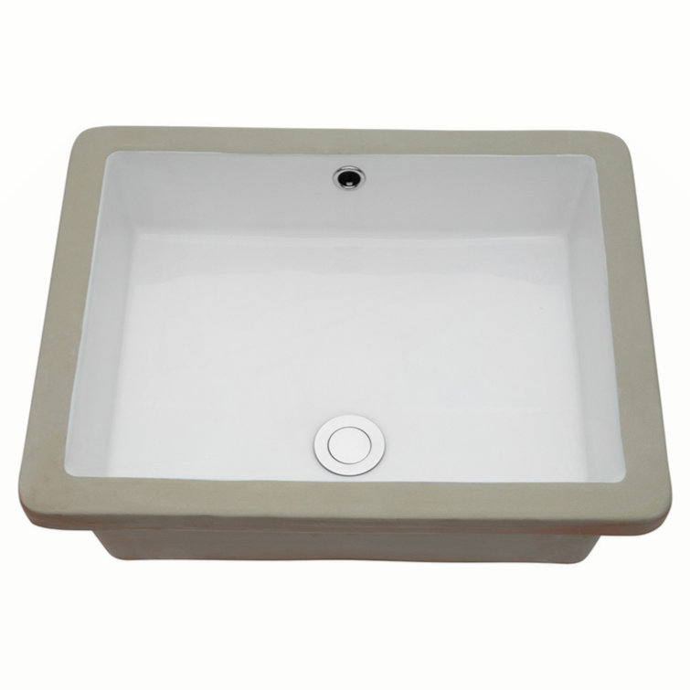 20 Inch White Ceramic Rectangular Undermount Bathroom Sink with Overflow
