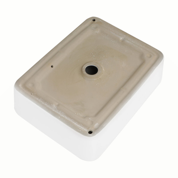 19" x 15" White Ceramic Rectangular Vessel Sink with Matte Black Faucet