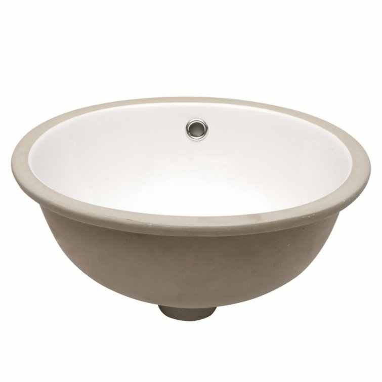 16.5" x 13.4" White Ceramic Oval Undermount Bathroom Sink with Overflow