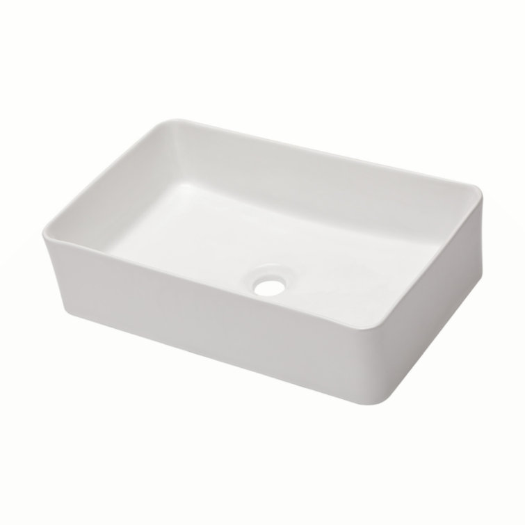 21" x 14" White Ceramic Rectangular Vessel Sink