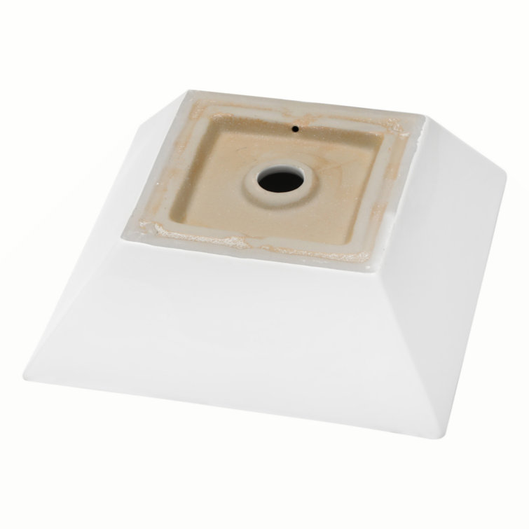 16-Inch White Ceramic Square Vessel Bathroom Sink