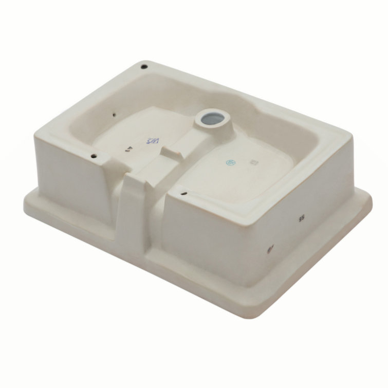 22" White Ceramic Rectangular Undermount Bathroom Sink with Overflow