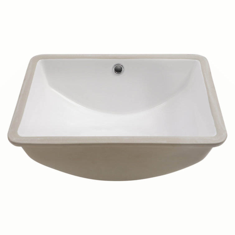 18.5" x 14" White Ceramic Rectangular Undermount Bathroom Sink