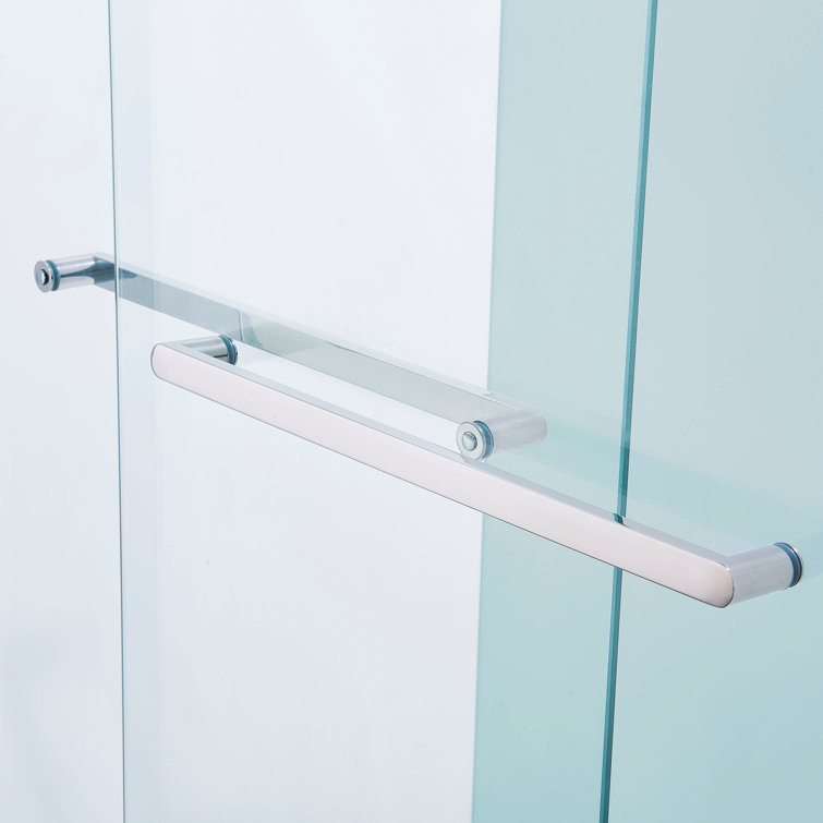 Chrome Aluminum Double Sliding Shower Door with Clear Tempered Glass