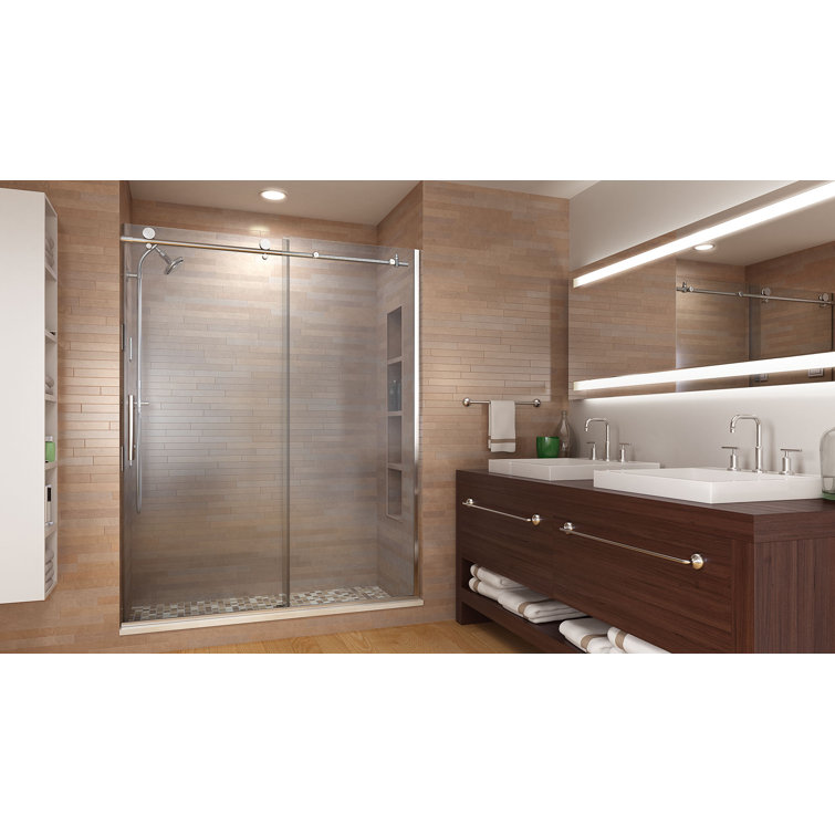 Vinesse 59" x 76" Frameless Chrome Sliding Shower Door