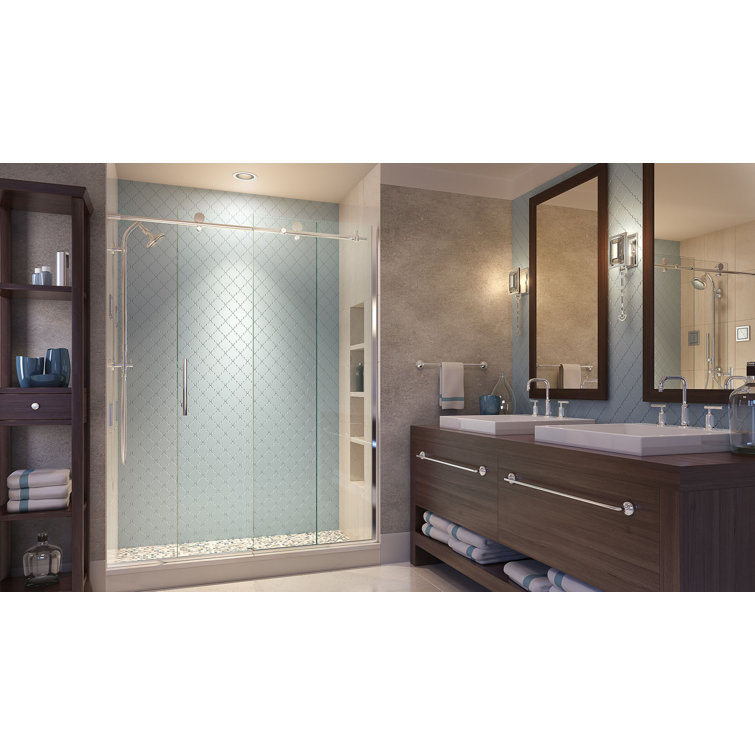 Vinesse 59" x 76" Frameless Chrome Sliding Shower Door