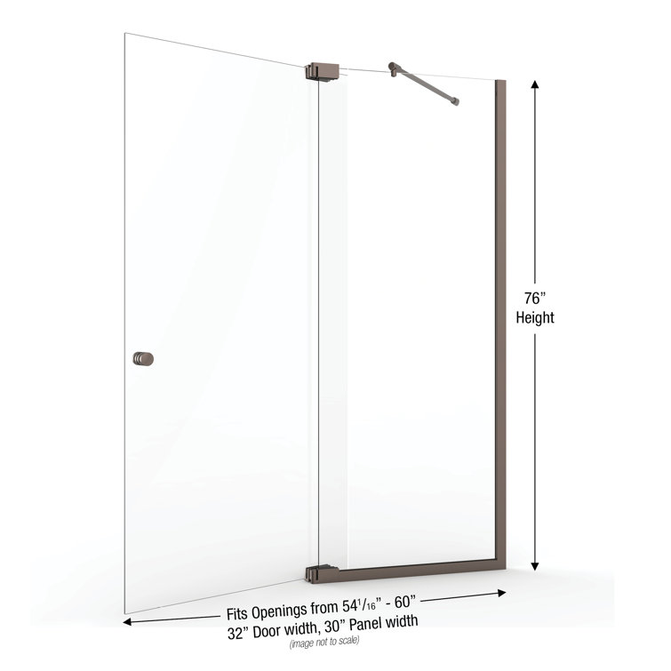 Cantour 54" Oil Rubbed Bronze Frameless Pivot Shower Door