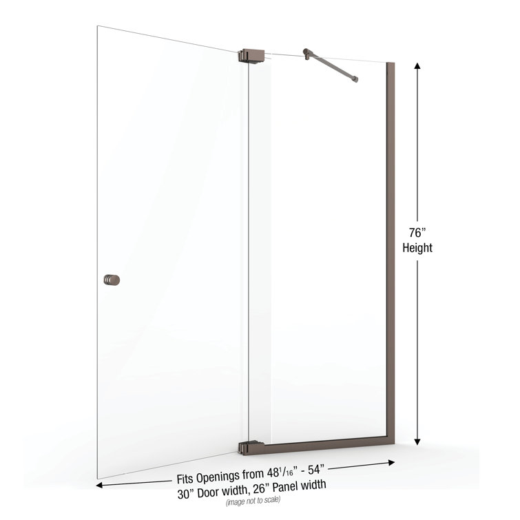 Cantour 54" Oil Rubbed Bronze Frameless Pivot Shower Door