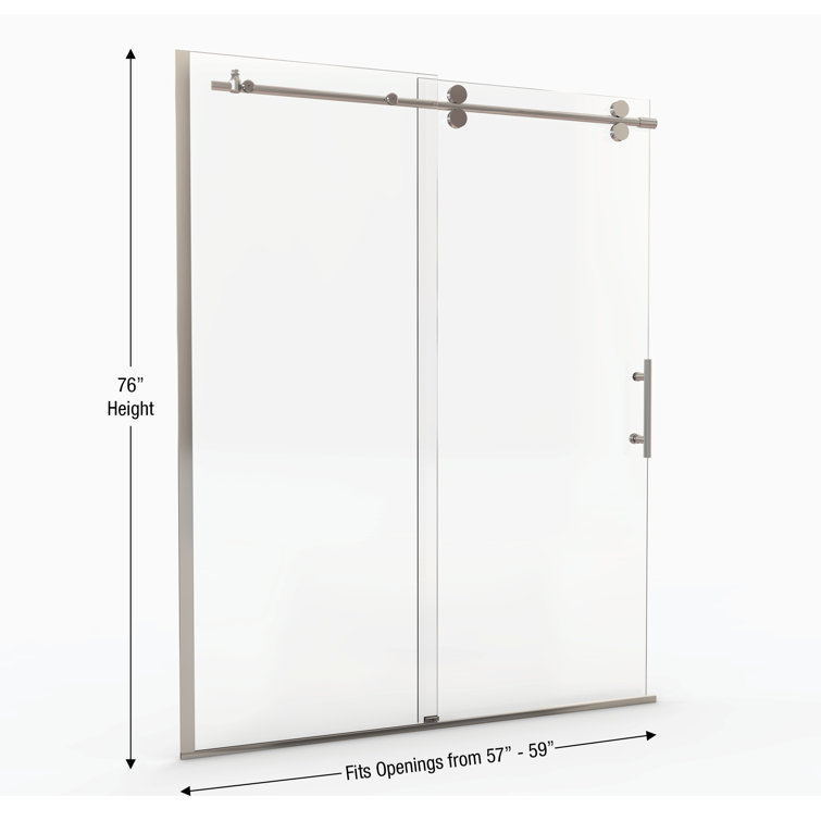 Vinesse Lux 59" x 76" Clear Glass Chrome Sliding Shower Door