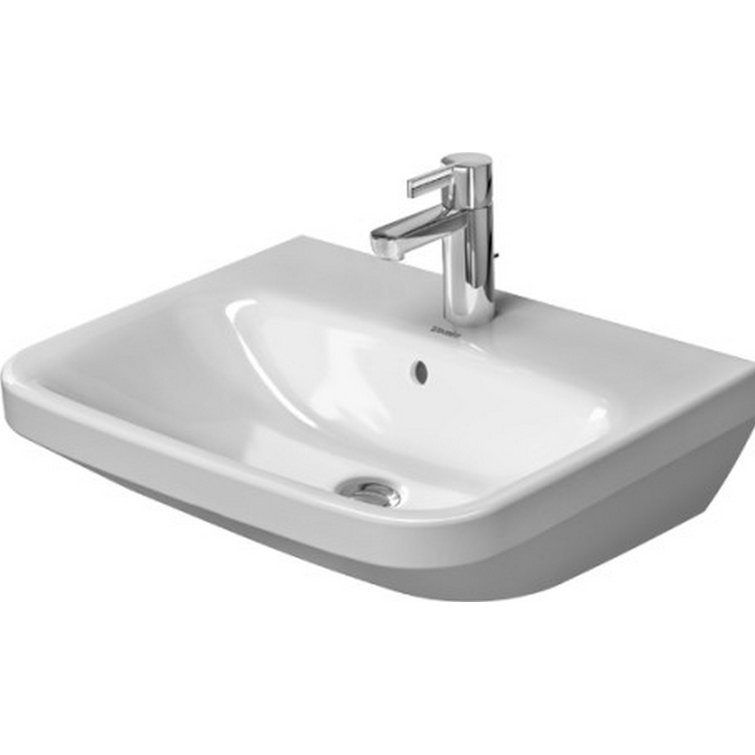 White Ceramic Rectangular Wall-Mount Bathroom Sink with Overflow