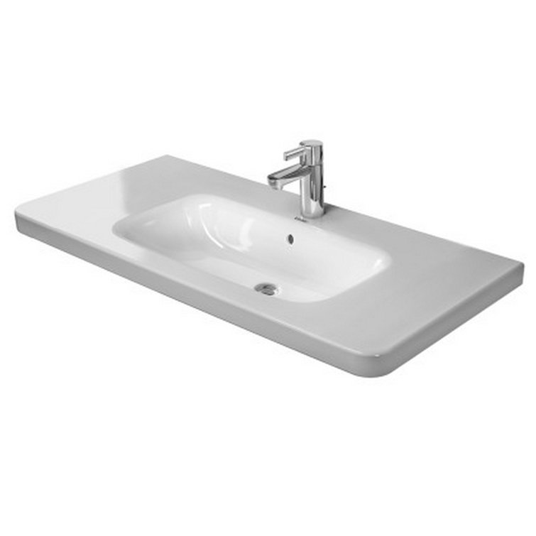 Elegant 40" White Ceramic Wall-Mount Bathroom Sink with Overflow